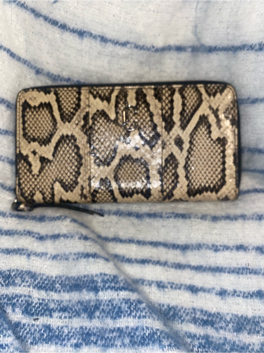 Jimmy Choo Snake-Print Zip Around Wallet in Beige and Black(PIX R OF SAME SPOT)